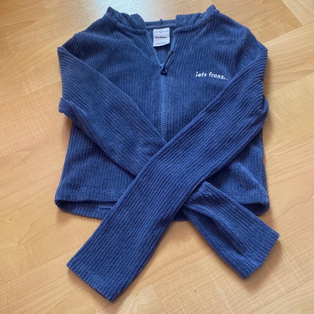 iets frans… terry cropped zip up